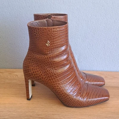 Jimmy Choo Minori 85 Cuoio Marrón Cuero Repujado Botas Mujer’s 40 EE. UU. 10 Foto 1 de 4