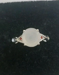 Sri Lankan Silver Moonstone Red Cubic  Zirconia Ring Size 7  Sterling  Silver - Picture 1 of 8