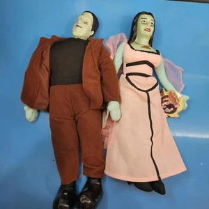 Vintage THE MUNSTERS Plüsch Gummikopf 15 Zoll Puppen HERMAN und LILY Etikett - Bild 1 von 24