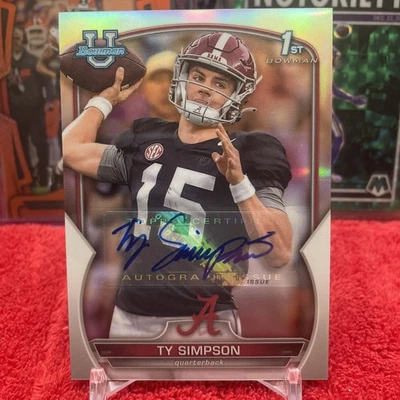 2022 Bowman University Ty Simpson 1st Bowman Auto #80 Refractor 421/499 Alabama - Image 1 of 4
