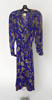 Vestido acampanado vintage años 70 Diane von Furstenberg púrpura cadenas imitación envoltura midi ajuste M Foto 1 de 4