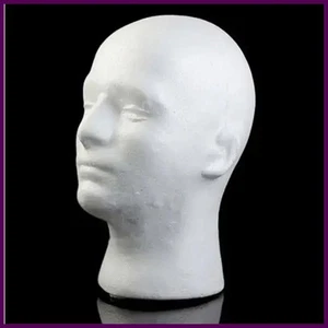 Männliche Styropor Schaufensterpuppe Puppe Schaumstoffkopf Modell Brille Hut Perücke - Bild 1 von 24