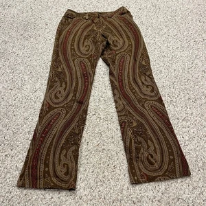 Pantalones acampanados florales de cachemira Lauren Ralph Lauren talla 4 marrón pequeño informales preppy - Imagen 1 de 6