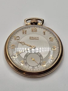 10k Gold Filled Gruen Verithin Pocket Watch Working Condition - Picture 1 of 13