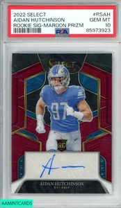 Select Rookie Signatures 2022 Aidan Hutchinson #RSAH GRANATE 9 DE 60 RC PSA 10 - Imagen 1 de 3