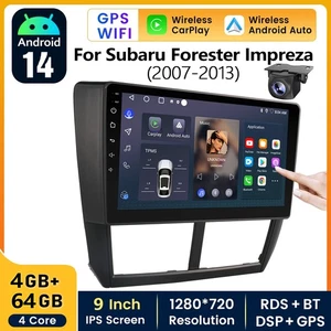 9In CarPlay For Subaru Forester Impreza 2007-2013 64G Car Stereo with Backup Cam - Picture 1 of 17