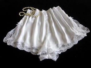 Womens French Knickers Panties Lacy White Satin All Sizes Drapey Vintage Style - Picture 1 of 12