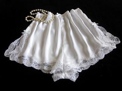 Womens French Knickers Panties Lacy White Satin All Sizes Drapey Vintage Style • 36.64€