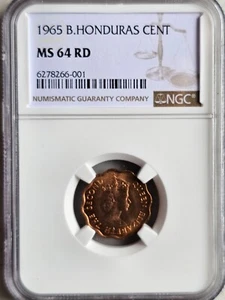 British Honduras 1 Cent 1965 NGC MS 64 RD - Picture 1 of 2