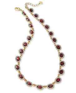 CHARTER CLUB Gold-Tone Pavé & Red Stone Collar Necklace, 17" + 2" ext