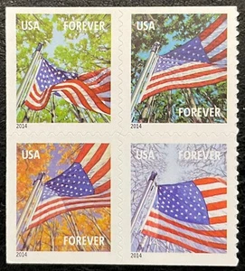 2014 #4782b-4785b - Forever - Flag for all Seasons - Block of 4 Stamps - Mint NH - Picture 1 of 1