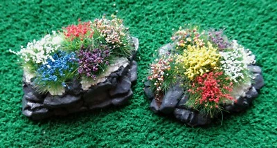 Rock Gardens (2) - OO Gauge/1:76 scale - Painted and planted! - Image 1 of 4