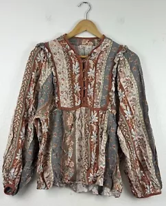 Faherty Sparrow Langarm Bluse Ashord Print Größe Small braun geblümt - Bild 1 von 5