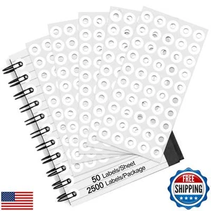 Labelebal 2500 Pcs Self-Adhesive Hole Reinforcement Stickers, 1/4" Diameter H - Picture 1 of 5