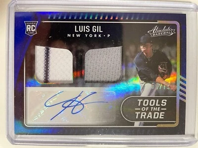Luis Gil /75 2022 Panini Absolute Rookie Tools Of The Trade Pinstripe Patch Auto - Image 1 of 2