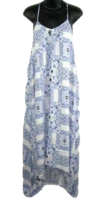 Maxi Vestido Resort Pink Stitch Para Mujer Talla 4 Azul Multi Estampado Espaguetis Bizatinos  Foto 1 de 4