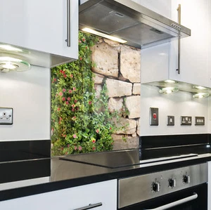 PARED POSTERIOR DE COCINA protección contra salpicaduras cocina vidrio templado pared posterior piedra natural verde - Imagen 1 de 3