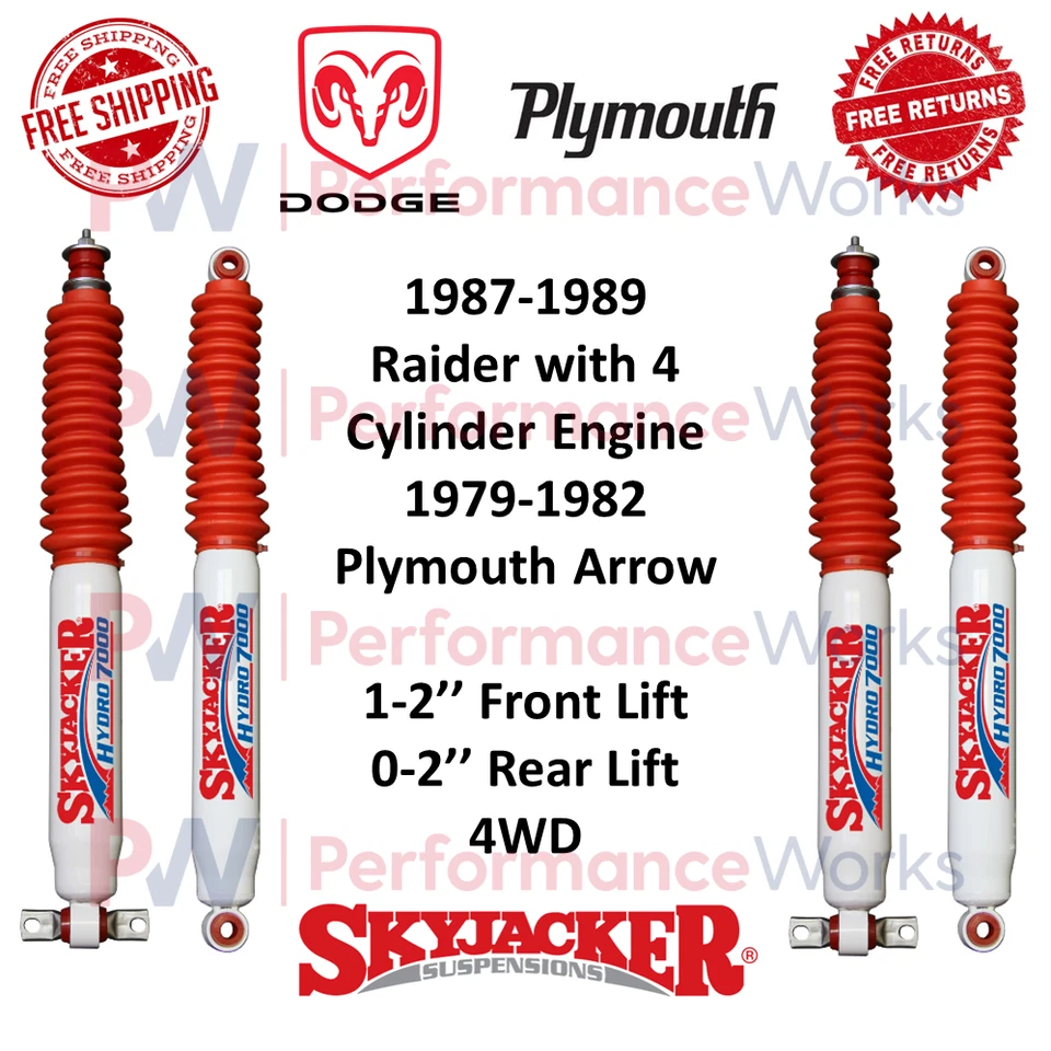 Skyjacker Shock Set 1-2" Front 2" Rear Lift For Dodge Raider, Plymouth Arrow 4WD - Imagem 1 de 4