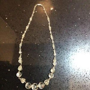 Vintage 40er Jahre Sterling Silber Glasperlen Halskette - Bild 1 von 5