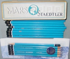 14 Staedtler Mars Lumograph Bleistifte HB 2H BLAU NOS Germany Vintage Konvolut - Bild 1 von 13