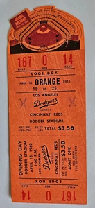 1962~April 10~Dodger Stadium v Reds Opening Day Ticket~Grand Opening~Full Unused - Picture 1 of 4