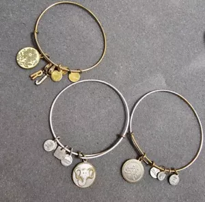 Lot Of 3 Alex And Ani Fashion Bangle Charm Dangle Bracelets - Picture 1 of 5