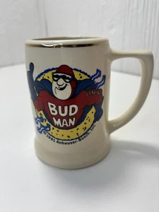 1991 Anheuser Busch Bud Man Mug Gold Rim 5” Tall - Picture 1 of 11