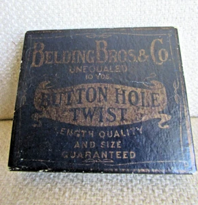 Belding Button Hole Twist Silk Thread Lot of 18 on Wooden Spools in Original Box - Picture 1 of 10
