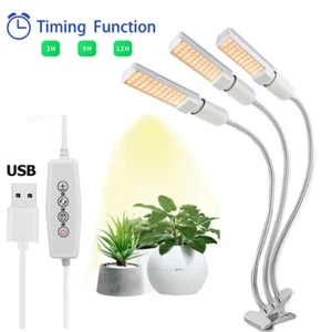 Full Spectrum 3 Head Holder indoor Plants LED Grow Light USB timer Phyto Lamp - Picture 1 of 17