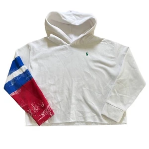 Polo Ralph Lauren Hoodie Cropped Raw Hem Colorblock Sleeve XL/TG (16) - Picture 1 of 6
