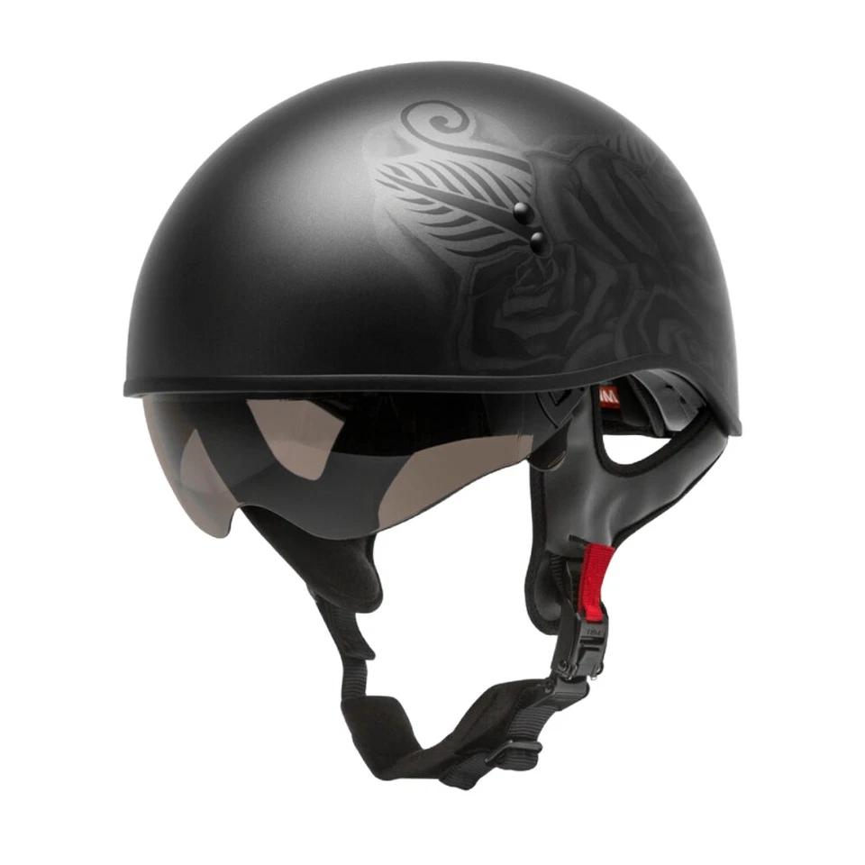 Medio casco de motocicleta Gmax HH-65 negro mate devoción desnudo talla adulto MD Foto 1 de 1