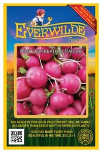 500 Pink Celebration Radish Seeds - Everwilde Farms Mylar Seed Packet - Picture 1 of 3