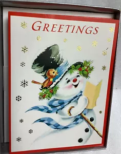 Cartoline di Natale in scatola Empress Auguri canto pupazzo di neve accenti d'oro 18 carte - Foto 1 di 4