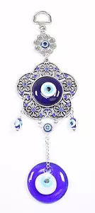 Turco azul mal de ojo redondo en forma de flor amuleto pared colgante decoración protección - Imagen 1 de 3