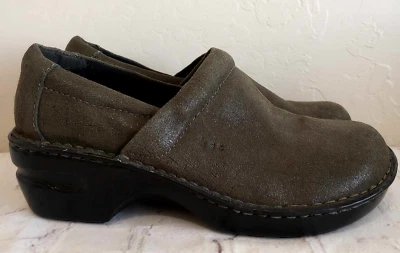 Zapatos zuecos de cuero BOC b.o.c brillantes verde oliva oscuro sin cordones para mujer talla 9,5 Foto 1 de 4