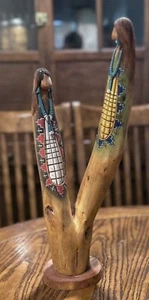 VTG HARRY BERT Navajo Hopi Indian HAND CARVED Cottowood Root KACHINA Figures - Picture 1 of 7