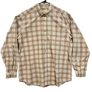 Territory Ahead Shirt Corduroy Plaid Ivory Green Orange Button Front Mens XL - Imagen 1 de 11