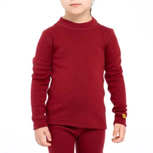 Thermal Soft Kids Sweatshirt * Merino Wool Midweight Layer 250 Cherry Red - Picture 1 of 17