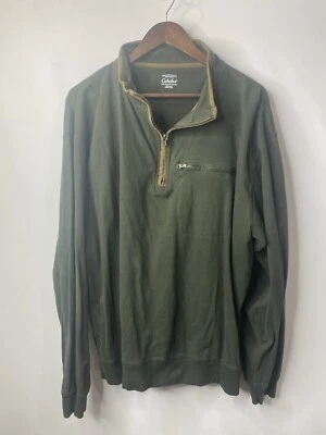 Cabelas Men’s Green Shirt Size 3 XLarge  Quarter Zip Mock Neck Long Sleeve Sport - Image 1 of 4