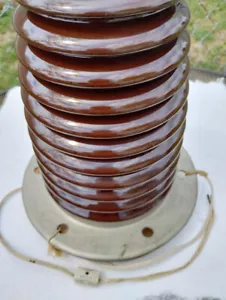 Vintage Big Heavy B.E. Co. LAPP Brown Ceramic Maritime Insulator Lamp Semi-Used - Picture 1 of 4