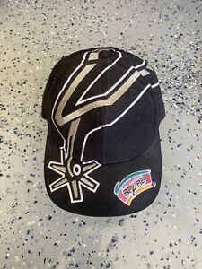 VINTAGE San Antonio Spurs Hat Cap Snapback Black Big Logo The Game Mens 90s EUC