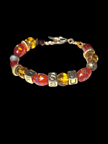 Florida State Seminoles Beaded Bracelet~FSU~Goldtone~Womens Jewelry Cover