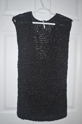 Mini Vestido Túnica Free People Billie Cuero Vegano Crochet Gótico Elegante Talla XS Foto 1 de 4