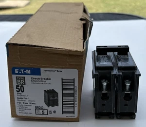 Interruptor de circuito enchufable Eaton Cutler-Hammer BR250 50 amperios 120/240 VCA 2 polos nuevo - Imagen 1 de 3