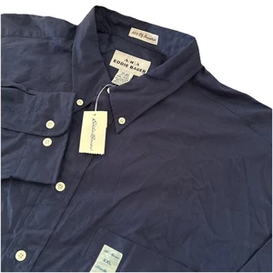 Camicia AKA Eddie Bauer 80/2 strati tela larga uomo XXL blu L/S con bottoni nuova con etichette - Foto 1 di 5