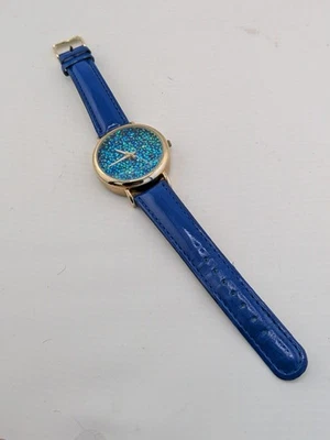 Reloj Geneva Platino 25191T Damas Tono Dorado Azul Diamante Brillo Cuadrante Japón  Foto 1 de 4