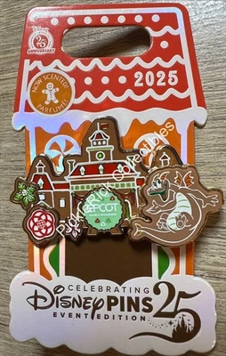 Prendedor Parques Disney 2025 Pan de Jengibre Colección Vacaciones Epcot Figura LE 3500 Foto 1 de 3