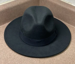 Schwarze Filz breite Krempe Fedora - Bild 1 von 7