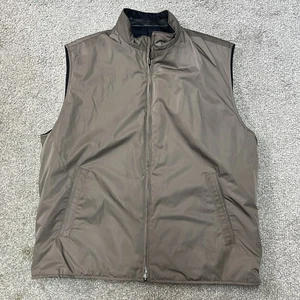 Peter Millar Collection Vest Mens XL Brown Blue Wool Reversible Zip Golf Preppy - Picture 1 of 8