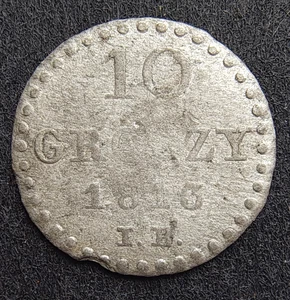 10 groszy 1813 Granducato di Varsavia. Polonia moneta argento Groschen Grosch Gross - Foto 1 di 3